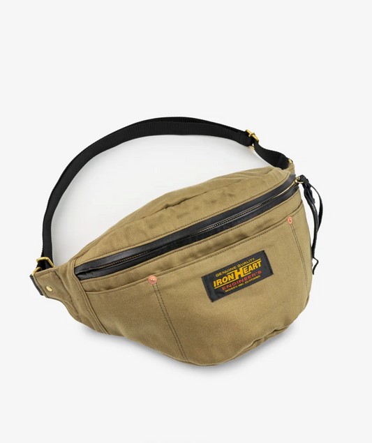 Iron Heart IHE-53 12oz Whipcord Waist Bag in Khaki — front view