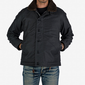 IHM-37-BLK - Oiled Whipcord N1 Deck Jacket - Black
