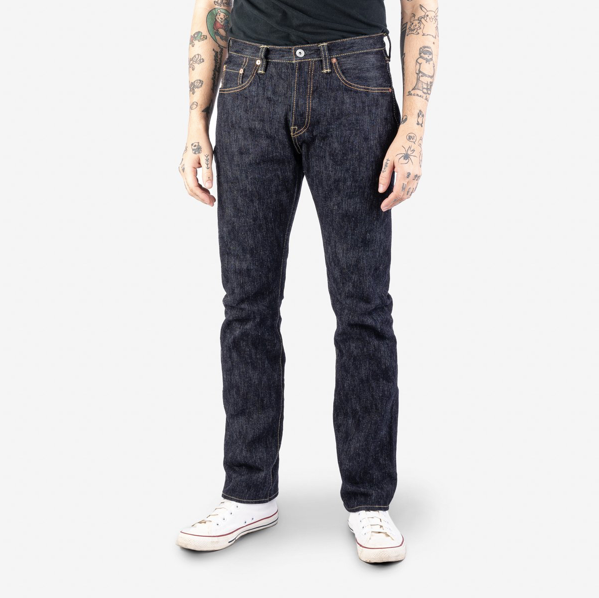 Iron Heart IH-555S-SLB 16oz slubby selvedge jeans indigo worn front fit view