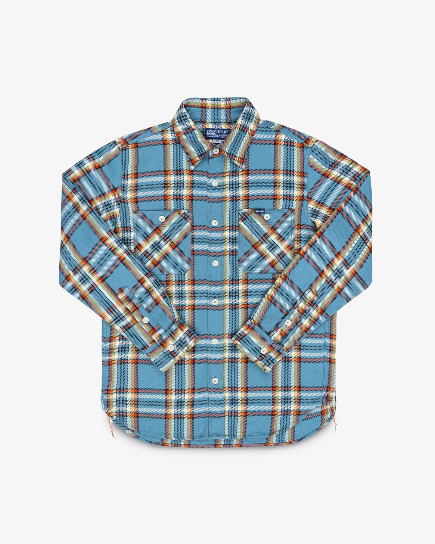 IHSH-442-SAX Iron Heart 9oz Selvedge Work Shirt - Sax Blue