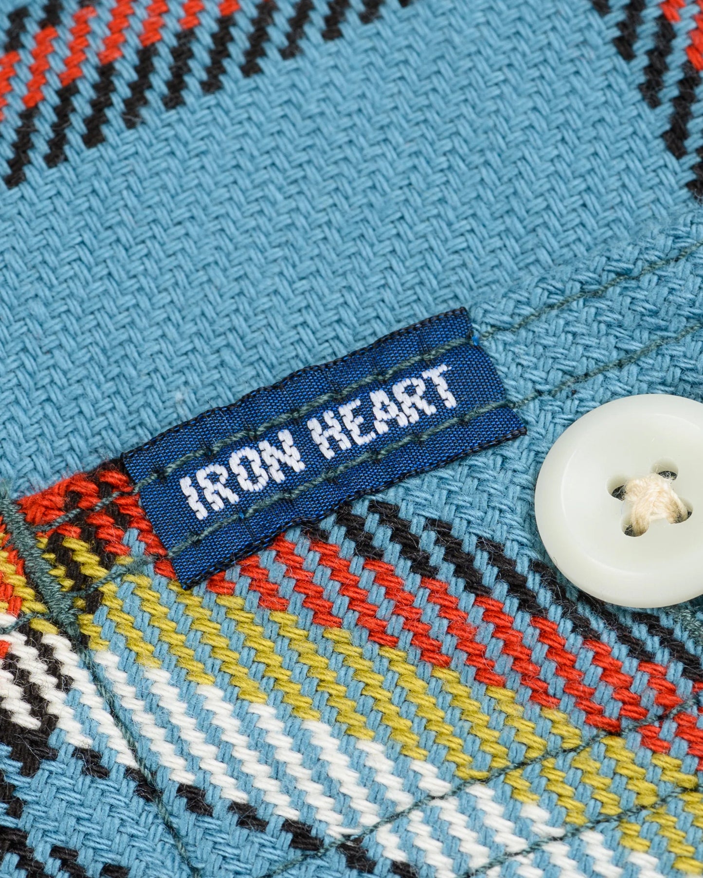 IHSH-442-SAX Iron Heart 9oz Selvedge Work Shirt - Sax Blue