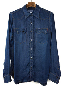 Iron Heart 6.5oz Linen "Denim" Sawtooth Indigo Shirt