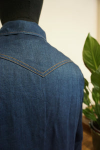 Iron Heart 6.5oz Linen "Denim" Sawtooth Indigo Shirt