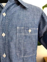 Load image into Gallery viewer, IHSH-285-IND, 5.5oz Selvedge Chambray Short Sleeved Work Shirt - Indigo