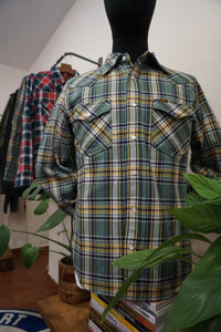 Ultra Heavy Flannel Tartan Check Western Shirt - Green