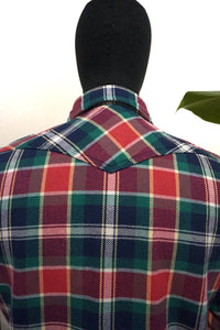 Ultra Heavy Flannel Crazy Check Western Shirt - Navy