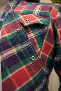 Ultra Heavy Flannel Crazy Check Western Shirt - Navy