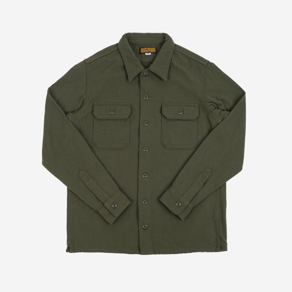 IHSH-346-ODG, 10oz recyceltes Nylon-Mechaniker-Arbeitshemd – Olivgrün