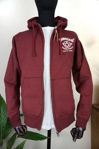 Printed 14oz Ultra Heavyweight Loopwheel Cotton Zippered Hoodie - Burgundy