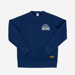 Printed 14oz Ultra Heavyweight Loopwheel Cotton Crew Neck Sweat - Navy