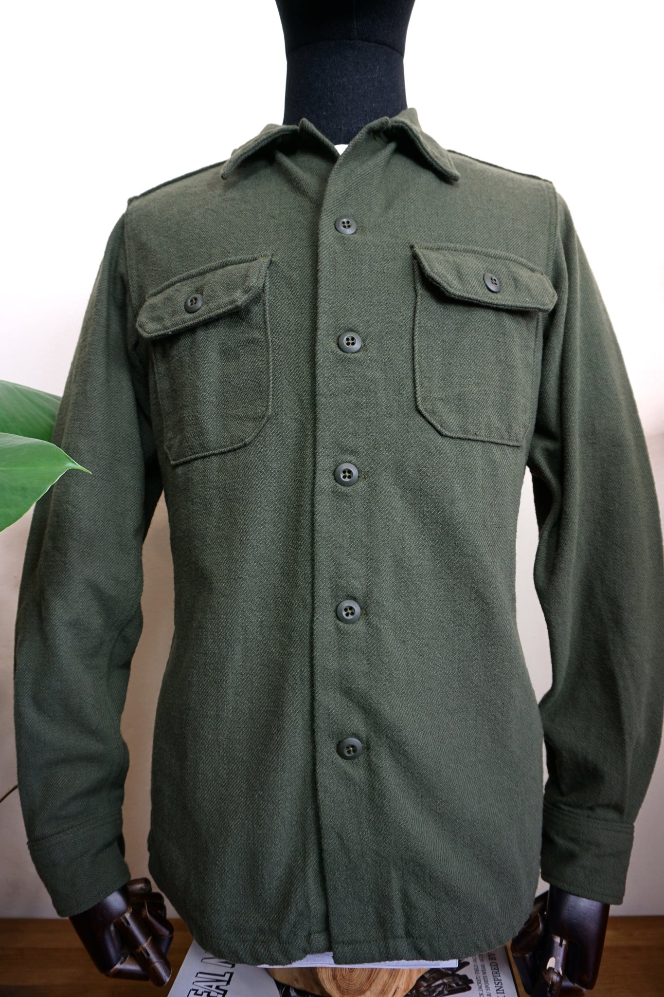 Olive green work shirt cheap