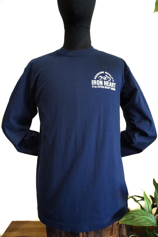 IHTL-2302 Printed Loopwheel Crew Neck Long Sleeved T-Shirt - Navy 7.5oz