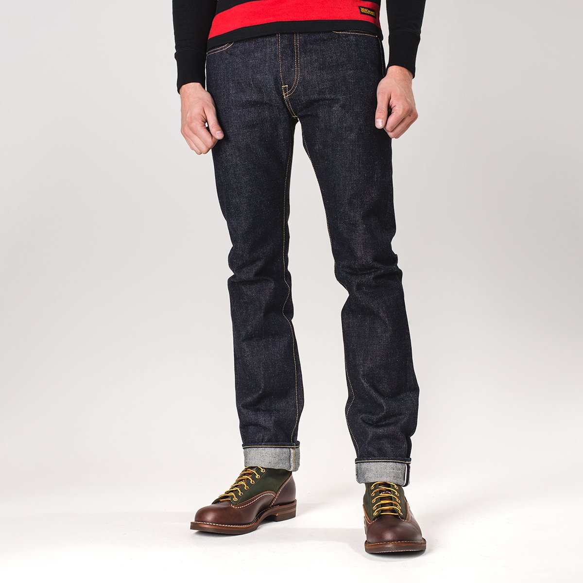 Iron Heart 21oz selvedge denim jeans indigo worn fit detail