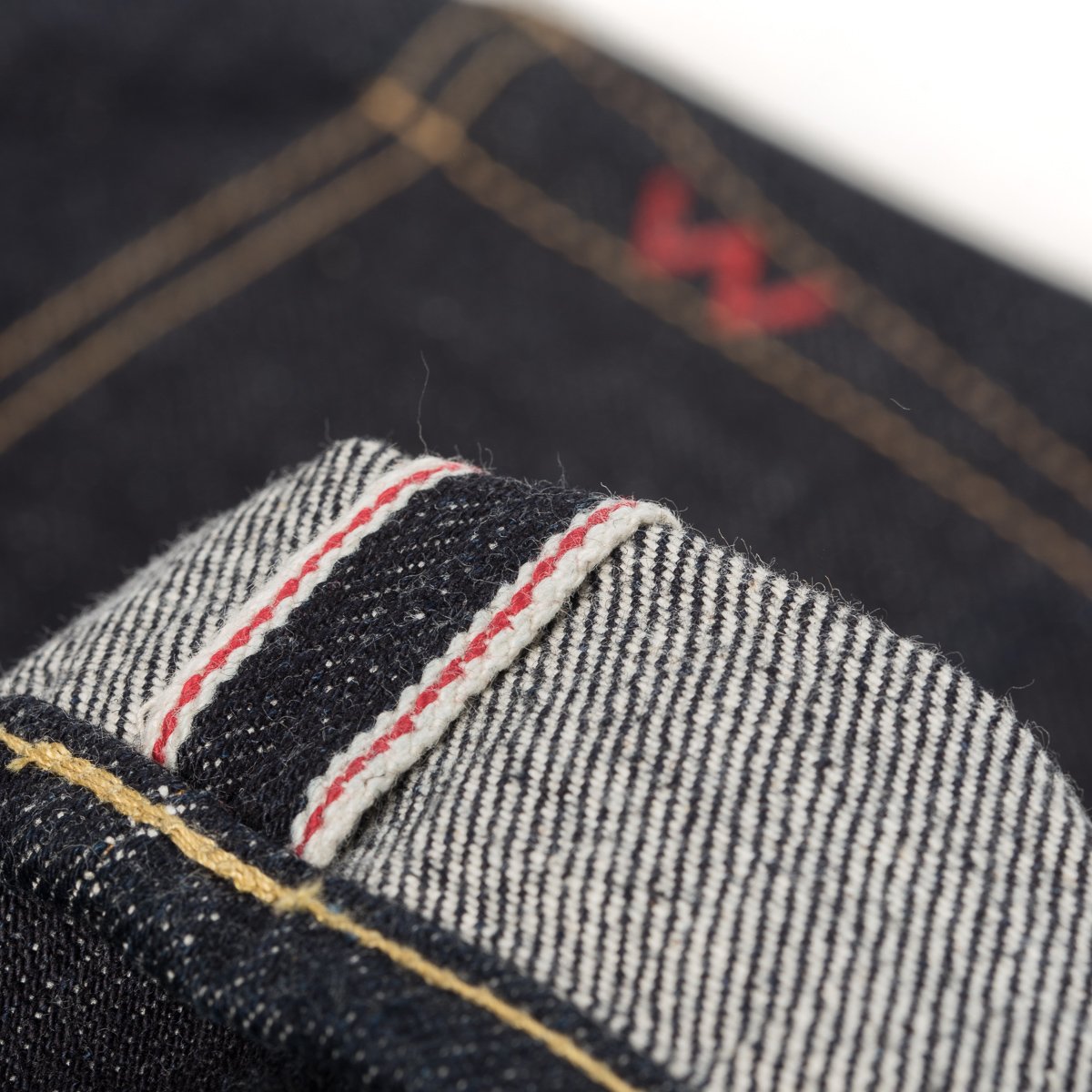 Iron Heart IH-666S-21 selvedge jeans indigo fabric texture close-up