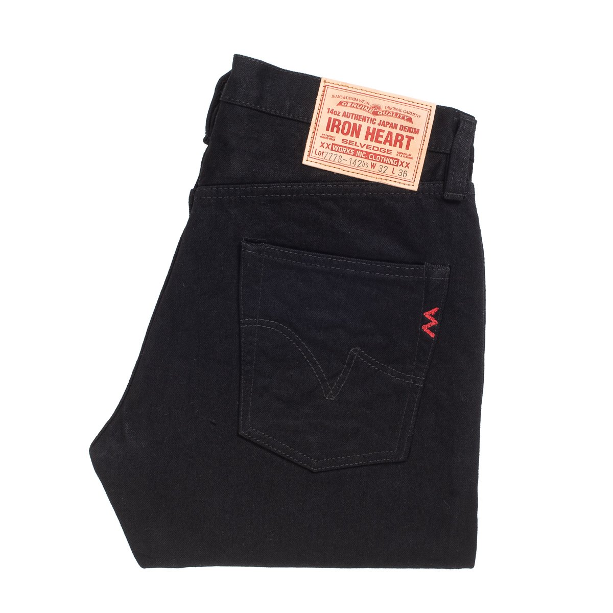 Iron Heart 14oz Selvedge Denim Slim Tapered Jeans - Black/Black