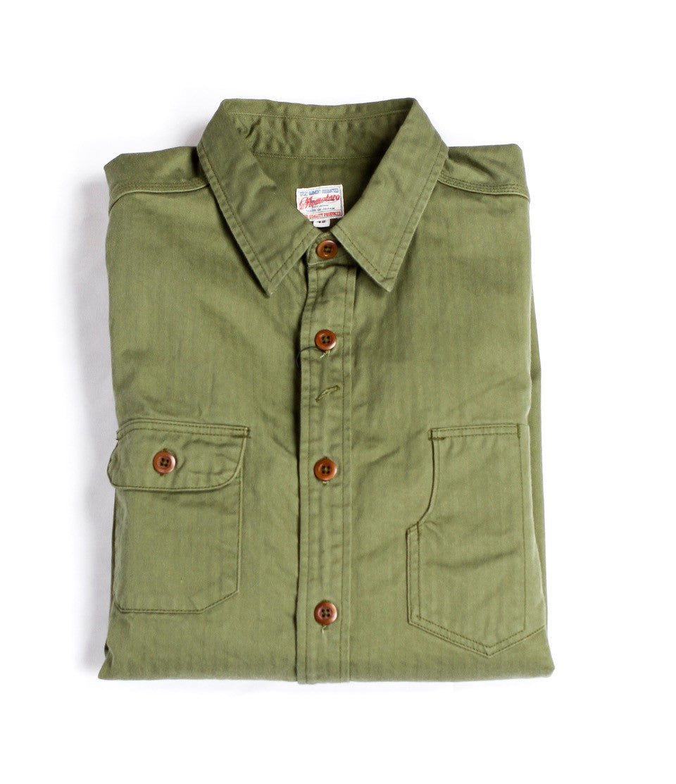 MOMOTARO Herringbone Shirt - Green